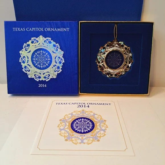 Texas State Capitol Ornament 2014 Blue Oculus Windows Christmas Collectible Box - Picture 1 of 6